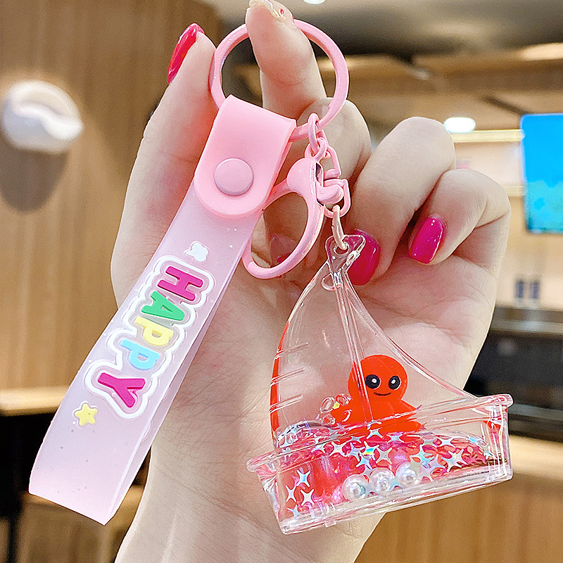 Flotante pequeño llavero de peces de colores para hombres y mujeres exquisito lindo botella a la deriva llave del coche colgante mochila colgante pequeño regalo