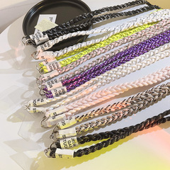 ins網紅加厚標籤手機掛繩加長斜跨鏈diy麻花編織帶雙扣掛鏈背帶式