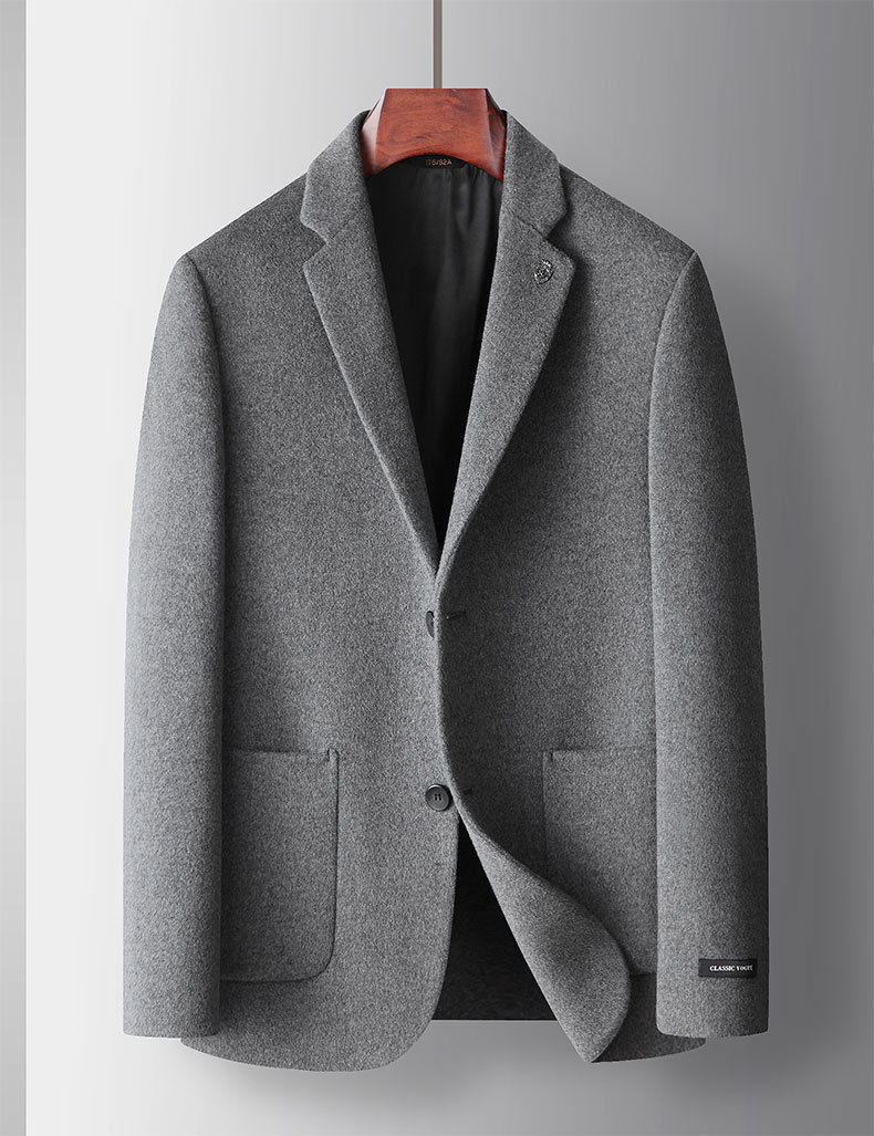 Miesten vaatteet Miesten syksy- ja talvipuku, käsintehty kaksipuolinen villainen länsimaisten ihmisten yksivärinen yritysvillapuku, takki_voghion.com