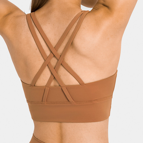 Dropshipping classic high-intensity sports bra cross sexy running nude back beautiful fitness yoga bra