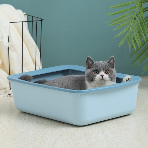 New home style small semi-enclosed cat litter box color matching rectangular cat litter box anti-splash cat toilet cat supplies