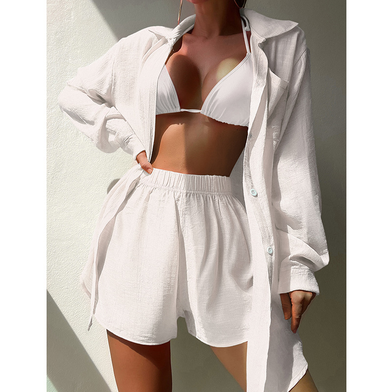 Women's Beach Solid Color 2 Piece Set Cover Ups display picture 3