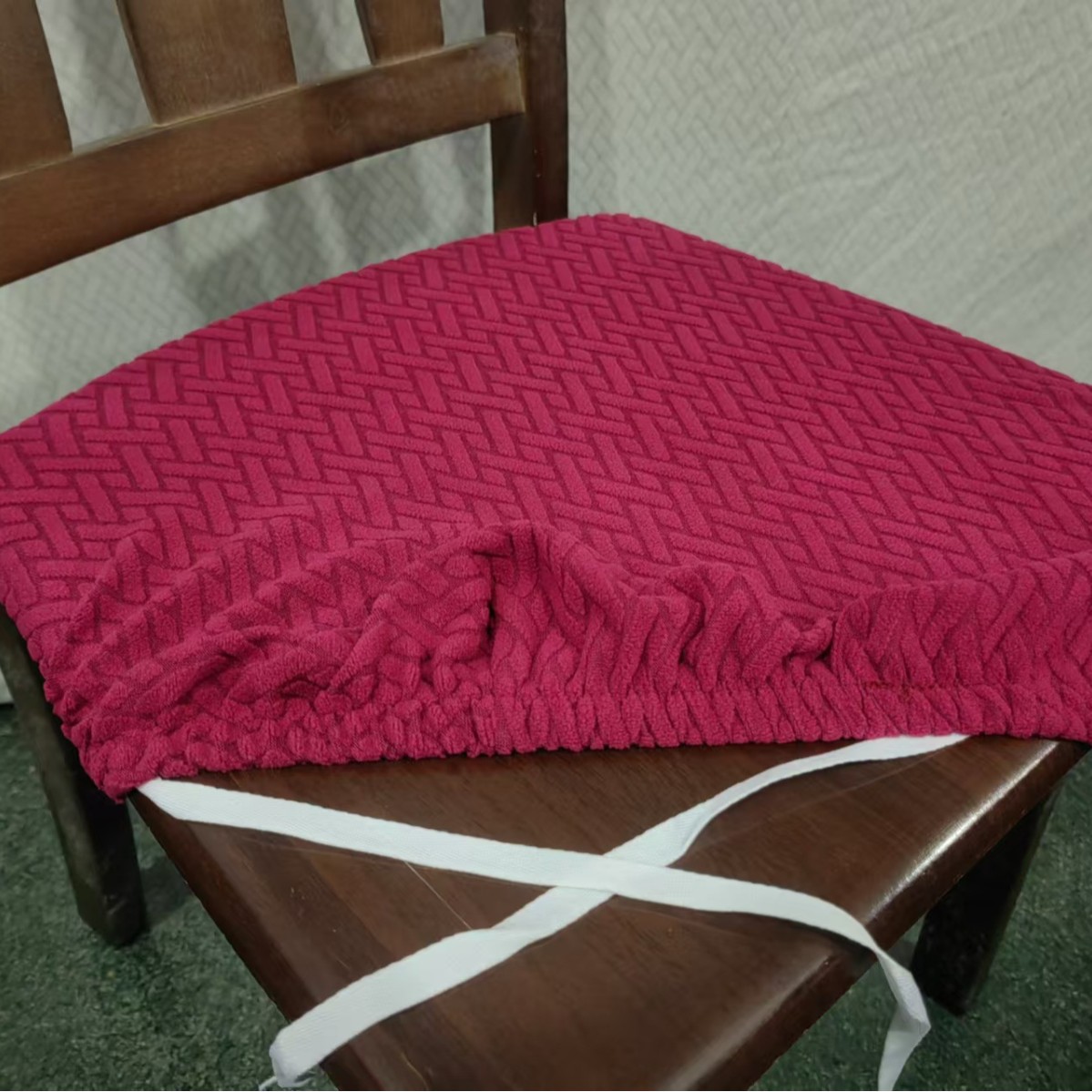 Long lattice wine red chair cover