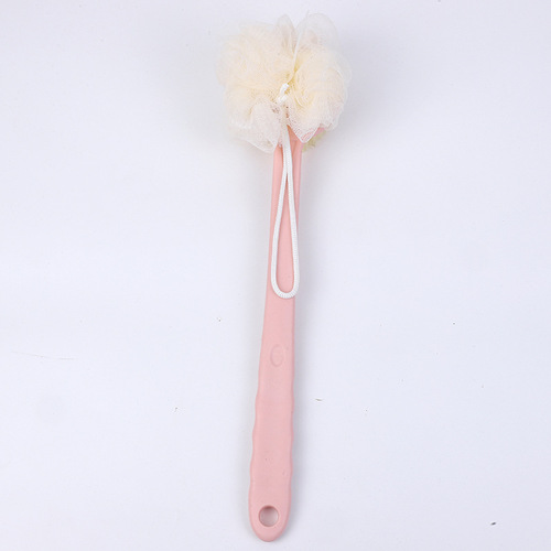 Two-in-one double-sided long-handled bath brush with bath ball, soft-bristled massage bath brush, bath brush