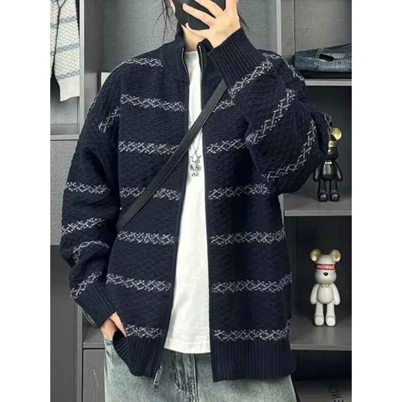 Nuevo estilo japonés otoño-invierno hombre casual universal cuello alto jersey suéter de punto calidad de moda simple moda Harajuku