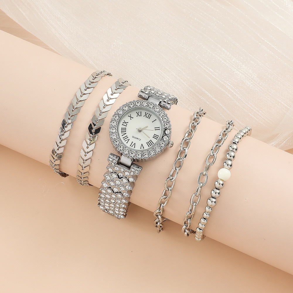 23 Year New Set Diamond Women's Bracelet Watch Luxury Fashion Gift Box Watch Bracelet Six Piece Quartz Watch Set_voghion.com