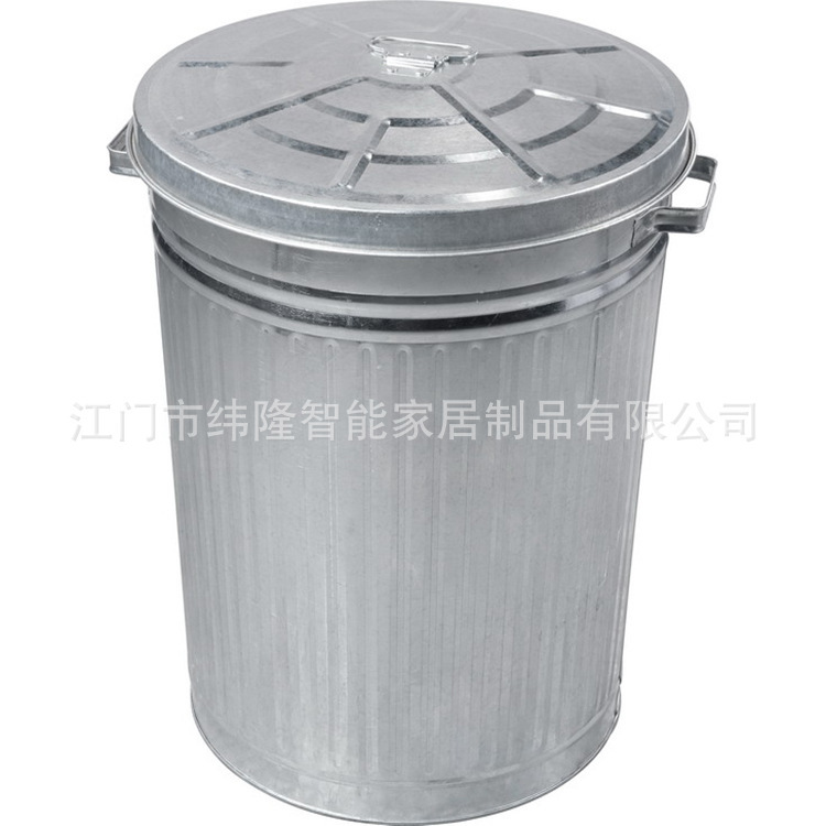 Trash Can Outdoor Large Iron Trash Basket 75L Galvanized Iron Trash Can With Lid
