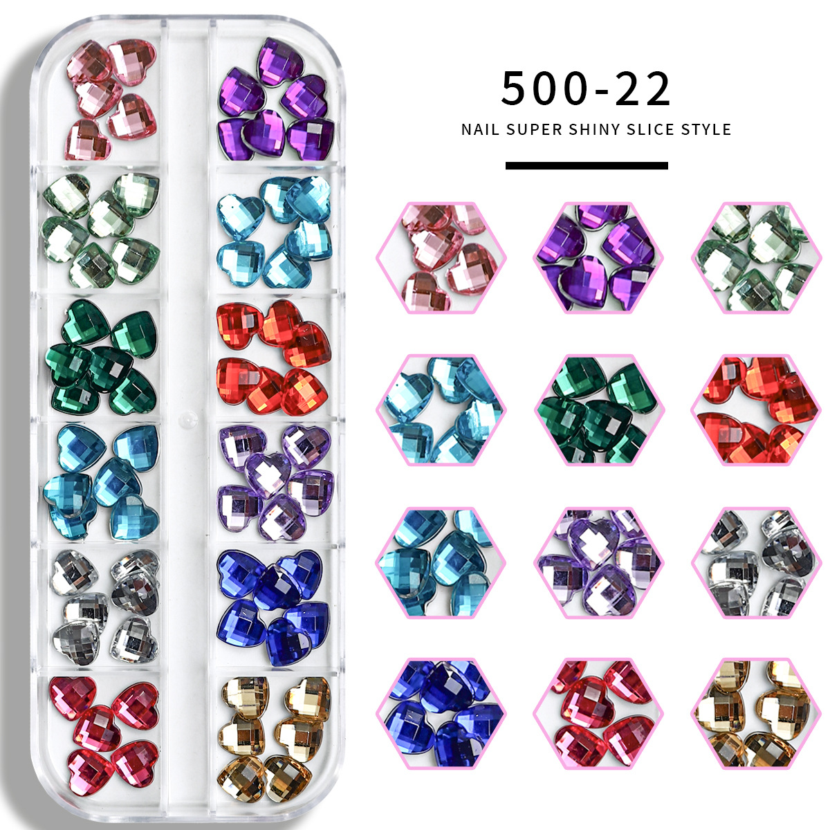 Joyas de manicure mezcladas explosivas de manicure 12 barras de caja de diamante plano accesorios de manicure materiales de manicure