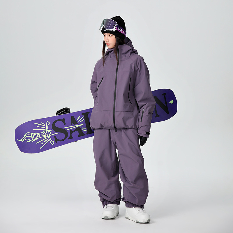 New Ski Suit Women's Single Board Double Board Wear-Resistant and Warm Men's Waterproof Ski Jacket Jacket and Pants