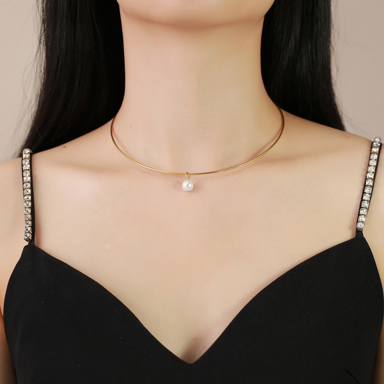Fashion Solid Color Stainless Steel Polishing Plating Choker 1 Piece