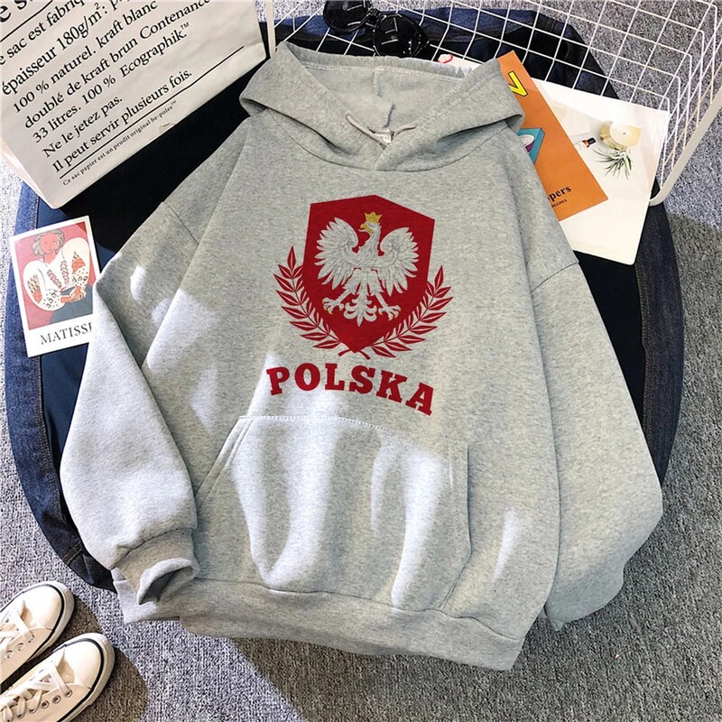 【Cross-Border European Size】Poland Hoodie Women's Winter Y2K Aesthetic Sweatshirt 90S Hooded