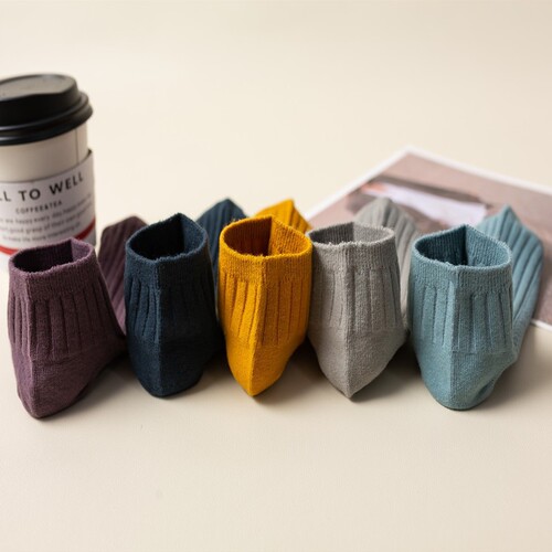 Spring and summer socks for men wholesale cotton Xinjiang long-staple cotton solid color double-needle boat socks street stall supply factory