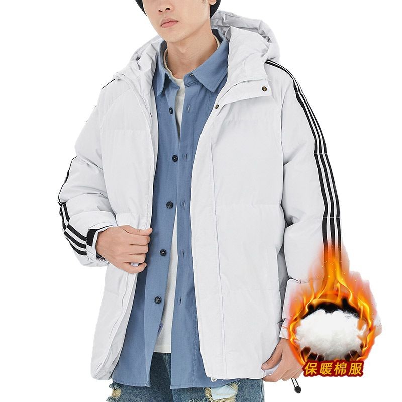 Chaqueta de invierno de algodón con tres rayas para hombre, abrigo corto de algodón moderno, ropa exterior cálida y gruesa, ropa informal de algodón para hombre, talla grande. image 6