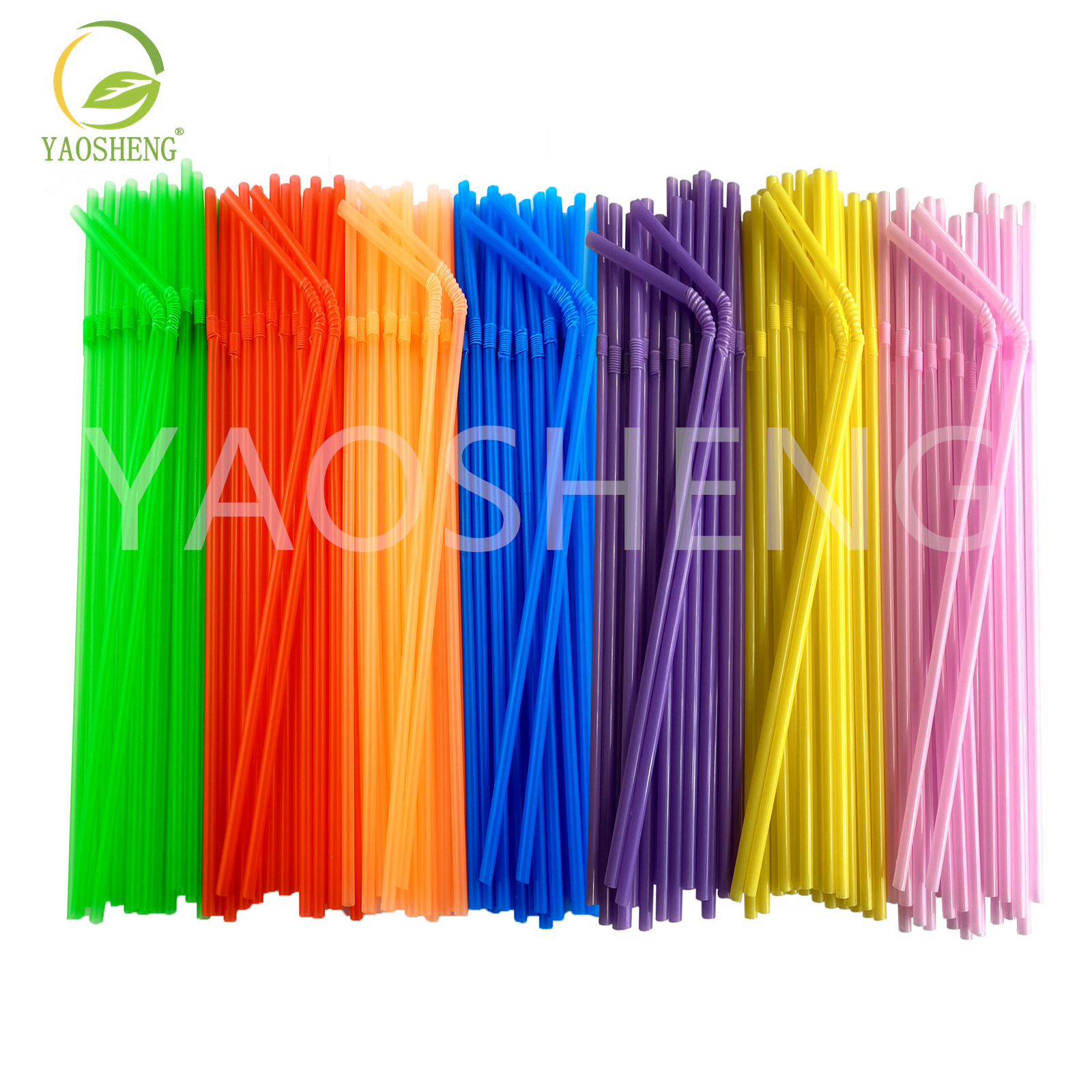 Transfronterizo de grado alimenticio desechable multicolor codo color serie jugo leche té plástico paja Plasticstraw