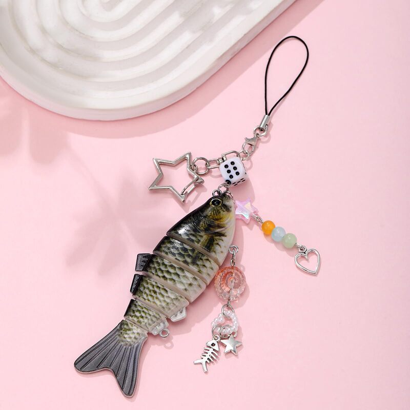 Tropical Fish Fish Keychain Bionic Fish Bait Keychain Marine Multi-Section Fish Lure Bag Pendant