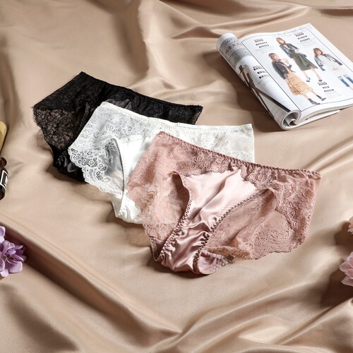 Elegance French Light Luxury Silk Underwear Set Mulberry Silk Thin Lace Splicing Silk Bra