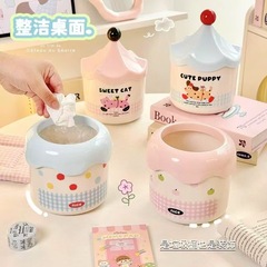 アニメ萌えデスクトップ文房具収納桶ミニ収納箱高颜値オフィス寮デスクトップ紙かご雑物桶