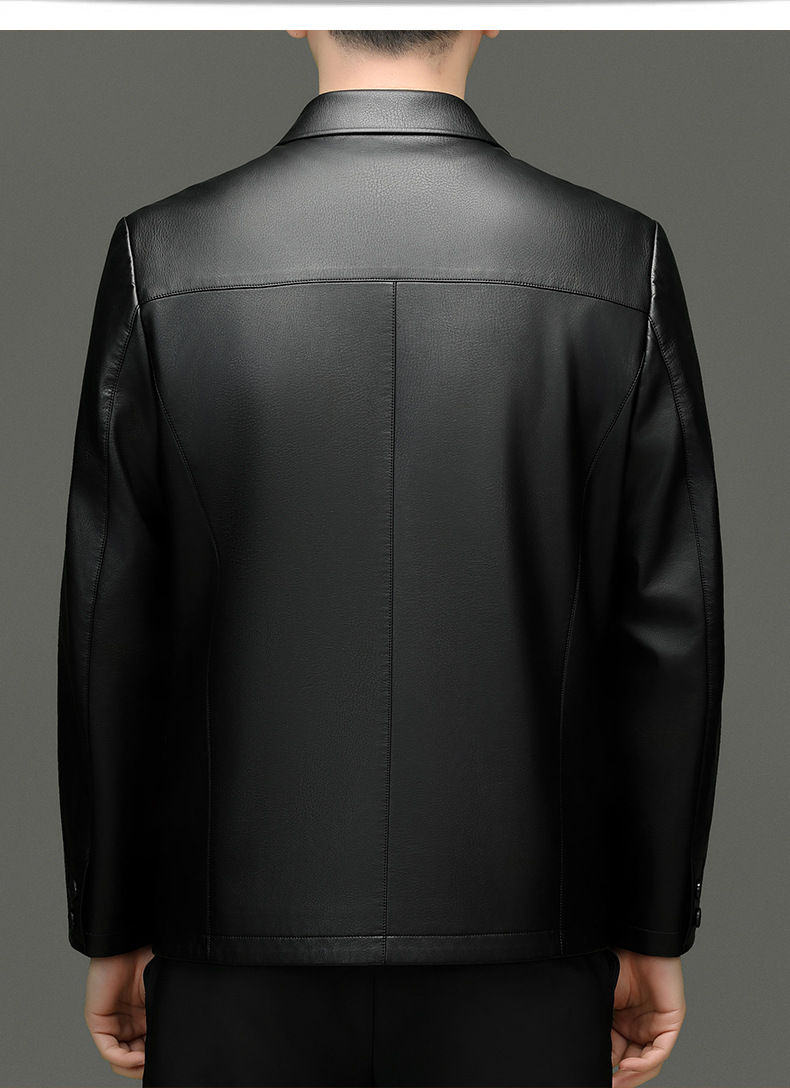 博那罗蒂 高端男士翻领生态皮夹克薄中老年皮衣男装中长款