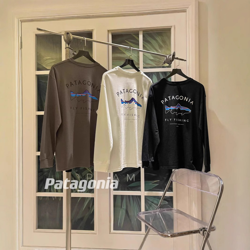 Cross-Border Pata Bata Classic Flying Fish Eco-Friendly Theme Printed Long-Sleeve Base Outdoor Casual Loose Versatile T-Shirt