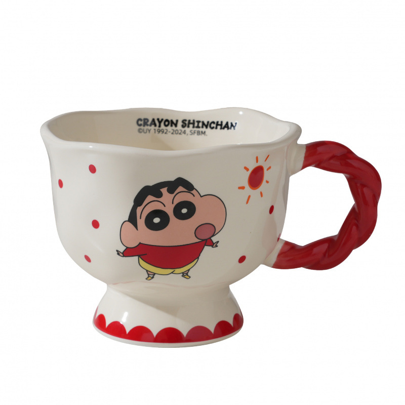 Lápiz pequeño nuevo taza de café de cerámica de alto valor facial de las niñas de alto pie taza de marca casera de boca ancha taza de leche de avena de desayuno