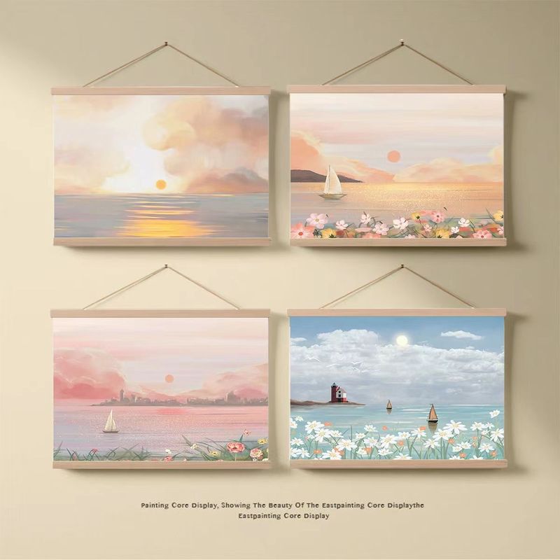 简约油画风景卷轴挂画客厅卧室墙壁电表箱遮挡装饰画挂饰免打孔|undefined