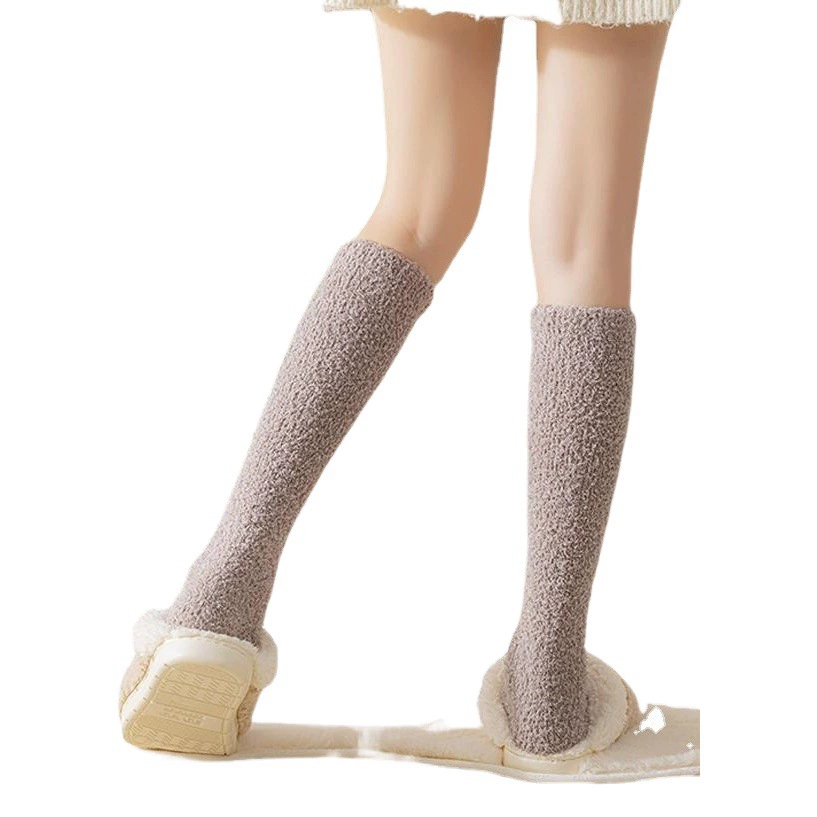 Не выпуклые коралловые пуховые ножные носки осенние и зимние женские пуховые толстые