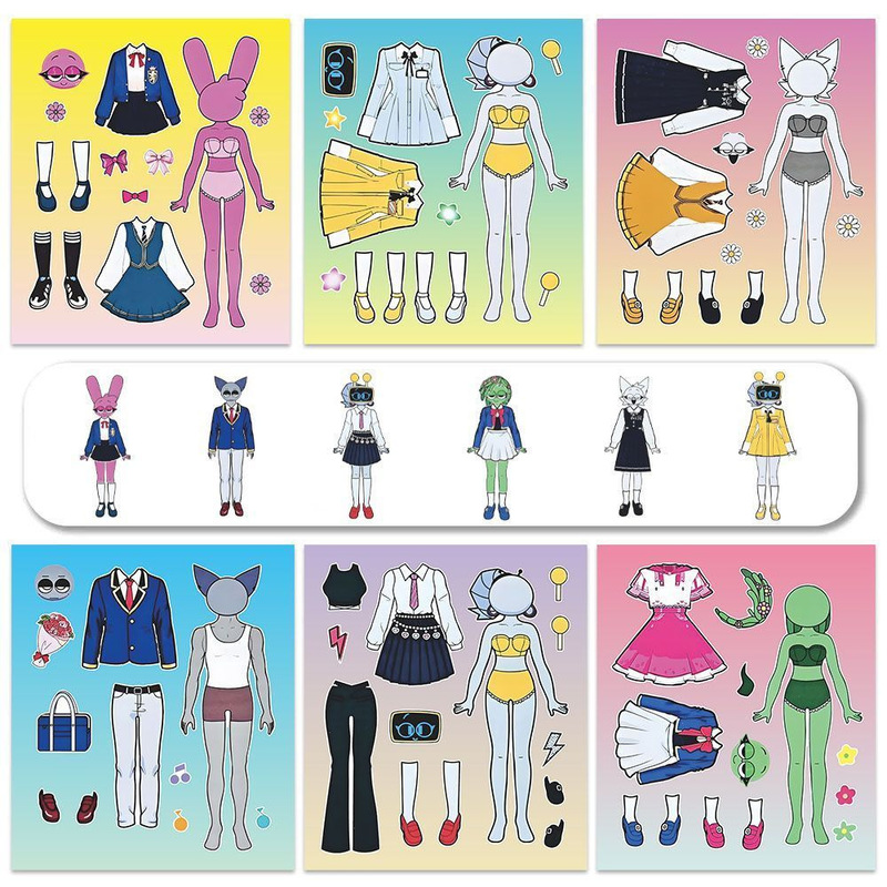 新款节奏盒子制服版换装贴纸sprunki创意儿童益智解压玩具diy贴画|undefined