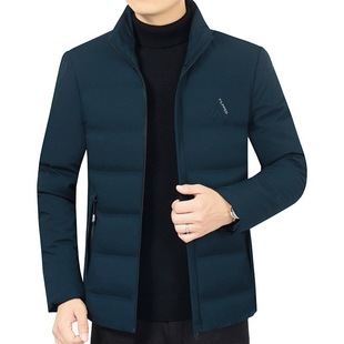 2025 Winter New Style Middle-Aged Men's Casual Cotton Jacket Dad's Thickened Cotton Coat Men's Stand Collar Warm Cotton Jacket