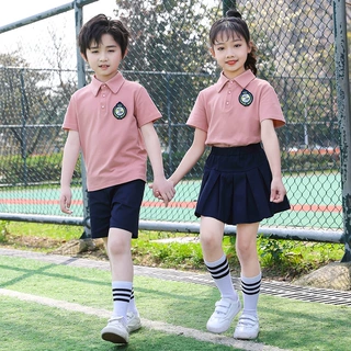 小学生班服夏季粉色英伦风校服套装儿童纯棉毕业表演服幼儿园园服