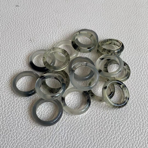 Natural jade ink floating flower jade ring male and female couple Xiu jade ring 1.6 to 2 cm ring ring