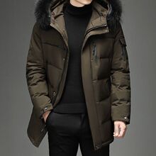 过膝外套冬季新款中年新款长款冬装保暖2025加厚时尚羽绒服男鸭绒