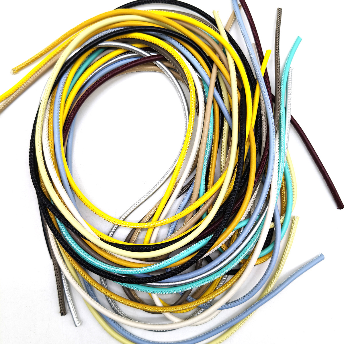 3 / 5 / 6 / mm cuero PU de color trenzado núcleo de cosura de automóvil cuerdas redondas bolsas DIY llavero de teléfono móvil colgante decoración