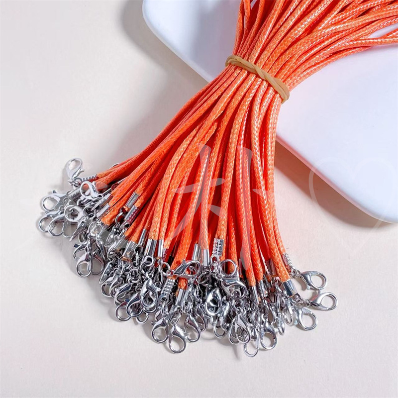 2 ミリメートルカラーワックスロープブレスレットダブルヘッドロブスタークラスプストラップ diy アクセサリーシミュレーションミニスクールバッグウォーターカップペンダントロープバックル|undefined