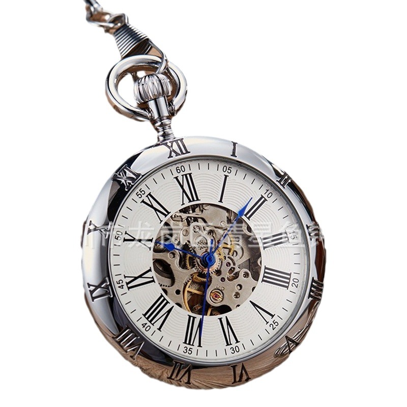 クロスボーダーの商品のアイデア内外のローマの文面の丸い蛇のチェーンの自動機械の懐中時計の骨董品の贈り物の機械の懐中時計