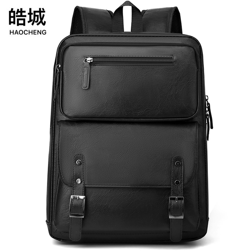 Mochila de cuero suave para hombres retro casual al por mayor transfronteriza 2023 nueva mochila de viaje de almacenamiento de gran capacidad