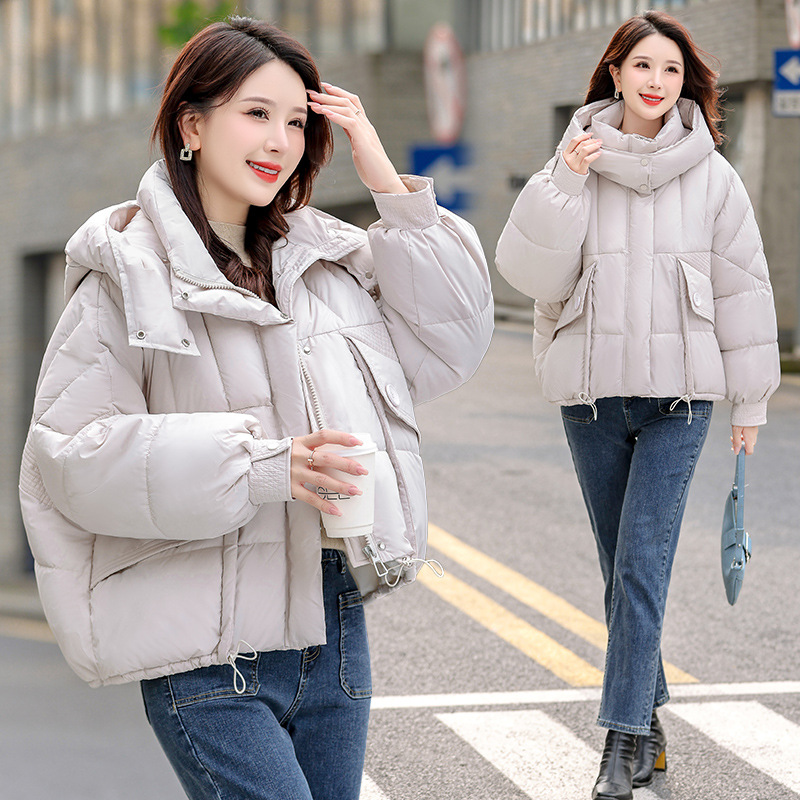 Algodón mujer gruesa corta 2024 invierno nuevo estilo coreano suelto ropa de algodón pan chaqueta de algodón abrigo de mujer