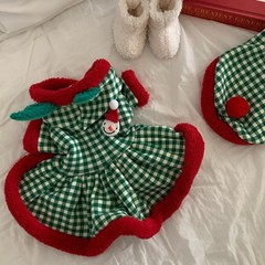 ins风秋冬季狗狗衣服圣诞节老人麋鹿连衣裙泰迪比熊猫咪宠物衣服