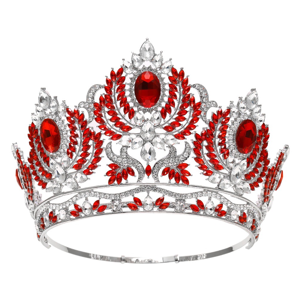 Europeo y americano de gran tamaño nupcial corona accesorios para el cabello corona barroca reina pasarela corona de gama alta corona completa