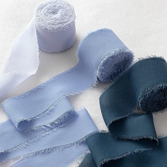 INS deshilachado gasa cinta ramo de la boda borla cinta arco decoración hilo de nieve tira de tela de seda