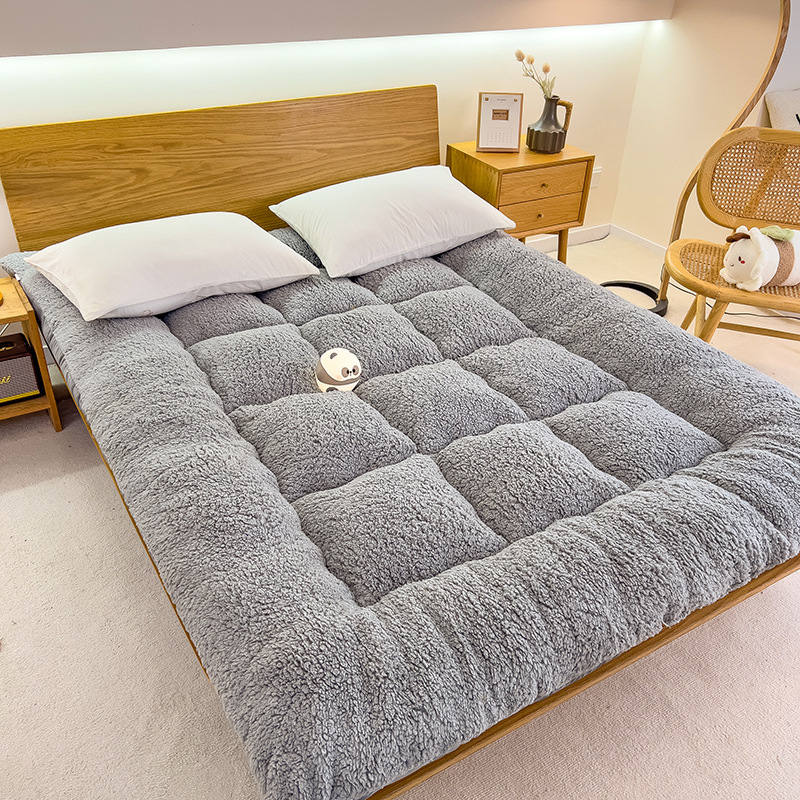 Lamb Wool Mattress Soft Pad Bed Mat Thickened Simmons Mattress Student Single Sponge Bed with Added Fleece and Thickened Mattress