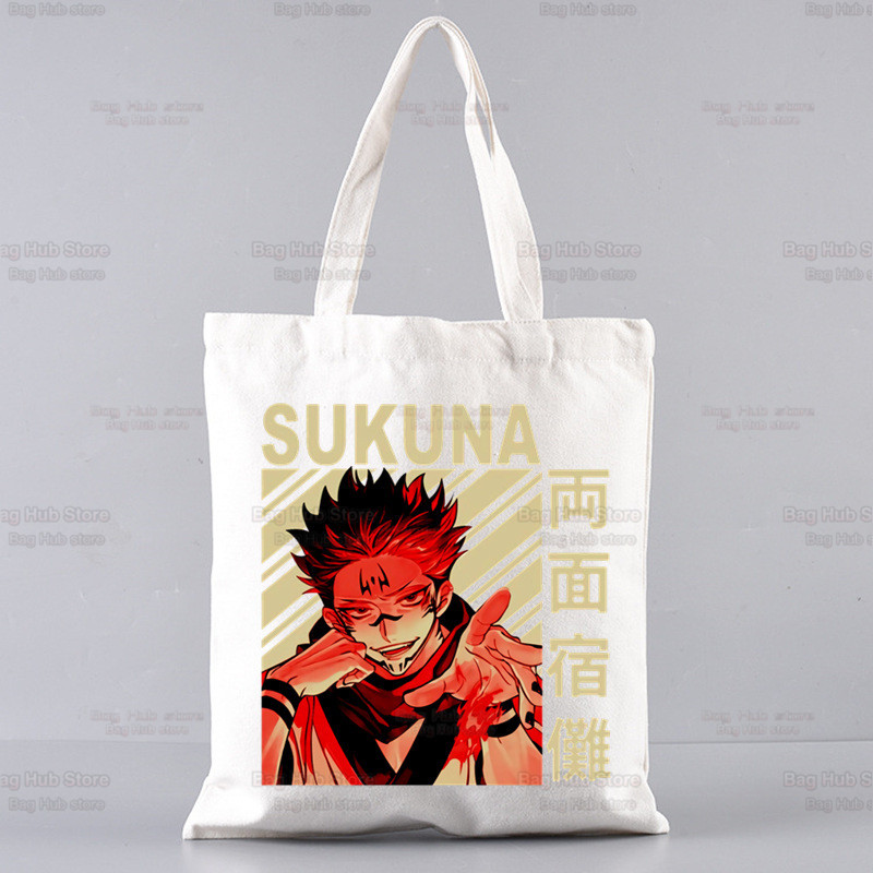 Jujutsu Kaisen Gojo Goku impresa bolsa de lona Harajuku bolso de hombro bolso de moda estudiante bolsa de compras