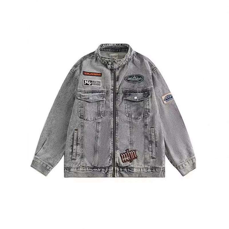 American Style High Street Washed Old Denim Jacket for Men and Women Autumn Fashion Brand Loose Casual Motorcycle vintage Jacket