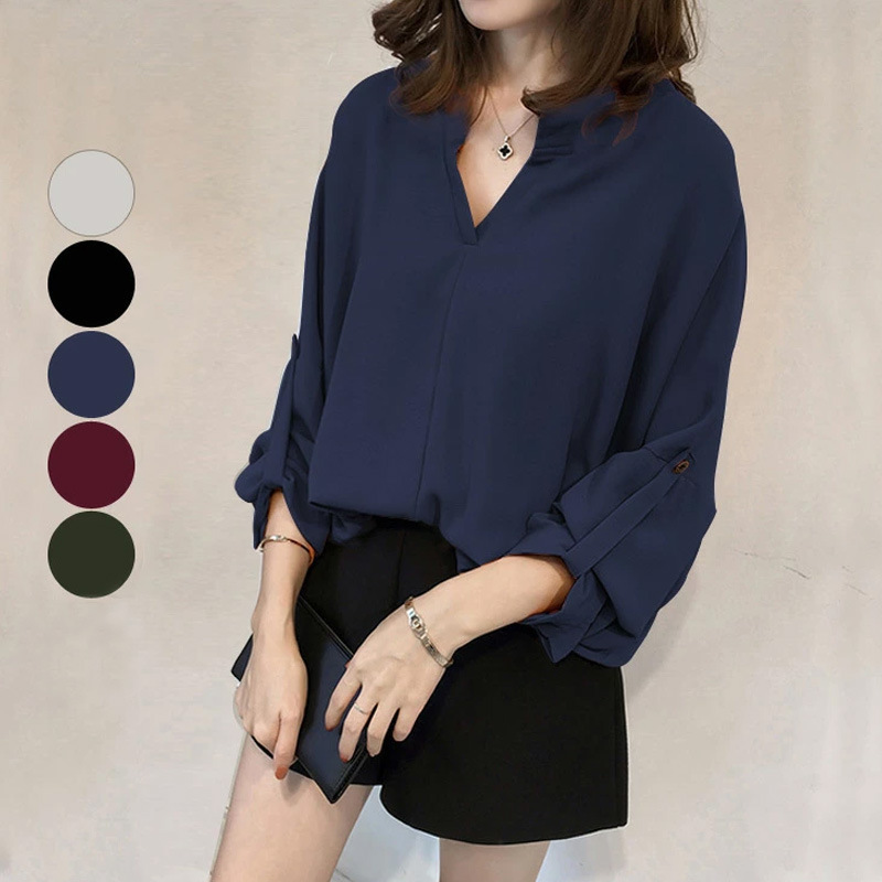Women's Clothing 2025 New Style Simple and Elegant Chiffon Shirt Women's Long-Sleeved Top Loose Bf Shirt Base Layer Thin Style