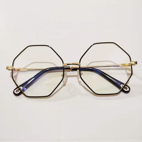 2024新款多边形金属框平光镜素颜显瘦不规则眼镜架复古文艺护目镜