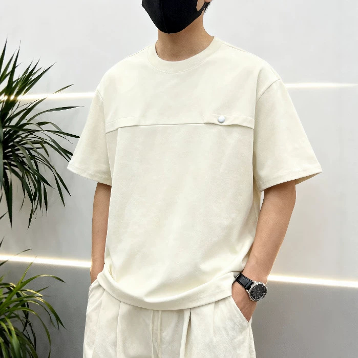 Camiseta de manga corta de marca de moda transfronteriza, camiseta de cuello redondo suelta para hombres, simple y casual de media manga, camiseta de estilo relajado para hombres.