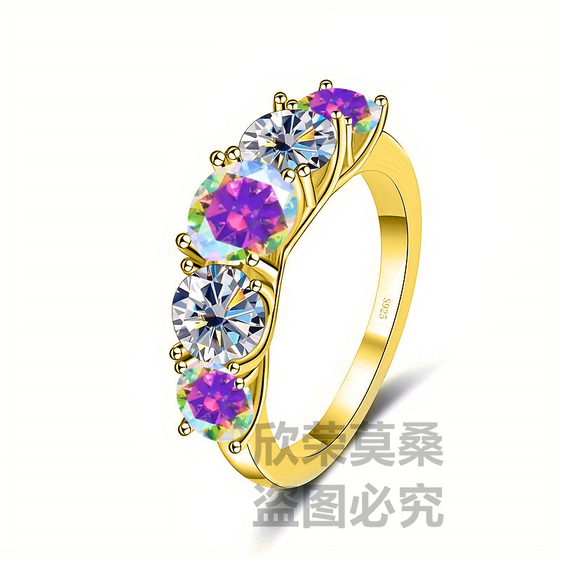 S925 plata D auténtico anillo de diamante de cinco estrellas de diamante anillo de diamante de mujer anillo de diamante de diamante de diamante al por mayor