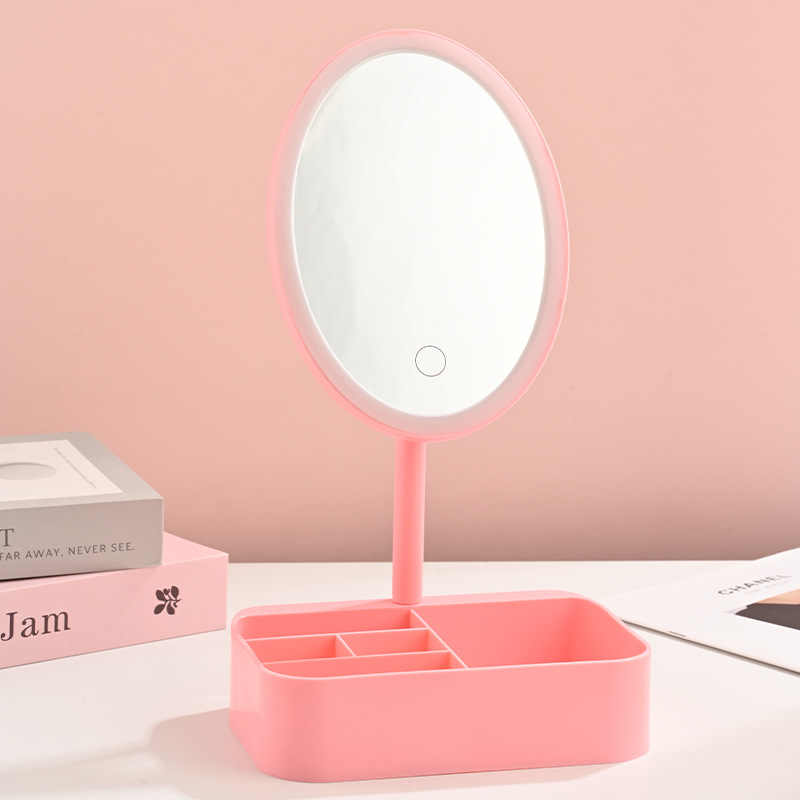 Espejo de escritorio LED con lámpara inteligente Espejo de vestir de dormitorio de estudiantes Espejo de maquillaje de escritorio Caja de almacenamiento portátil Espejo de maquillaje image 9