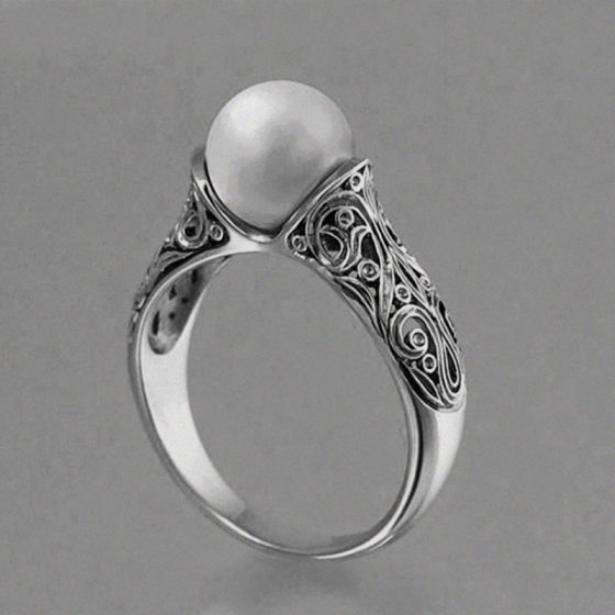 Chengge wish hot sale new inlaid imported faux ABS pearl ring plated 14k gold vintage silver jewelry