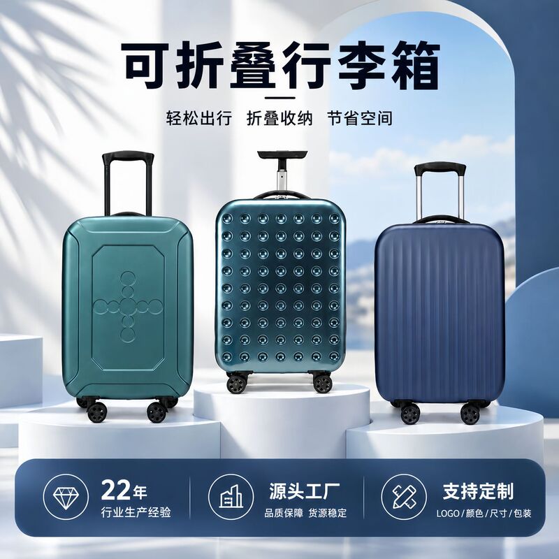 Foldable Suitcase That Can Be Retracted to Save Space 20inch Business Carry-On Suitcase Abs+Pc Multifunctional Travel Trolley Case Foldable Suitcase That Can Be Retracted to Save Space 20inch Business Carry-On Suitcase Abs+Pc Multifunctional Travel Trolley Case