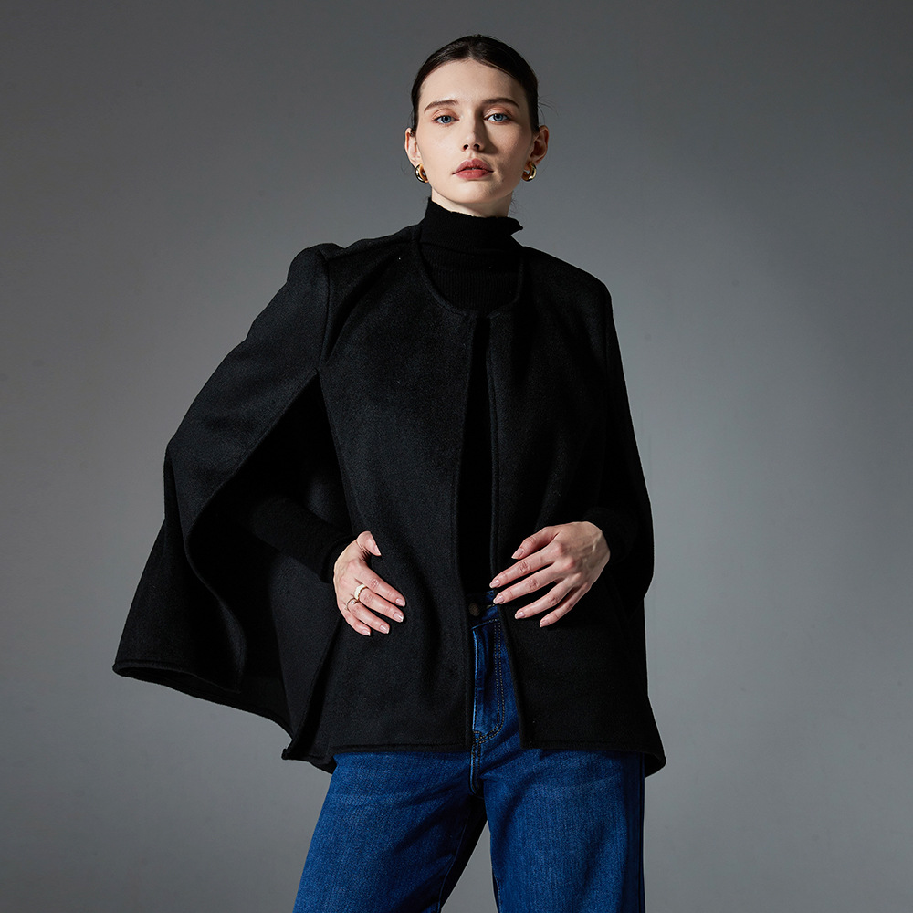 New Temperament Double-faced Woolen Goods Classic Style Solid Color Sleevelessd Tippet